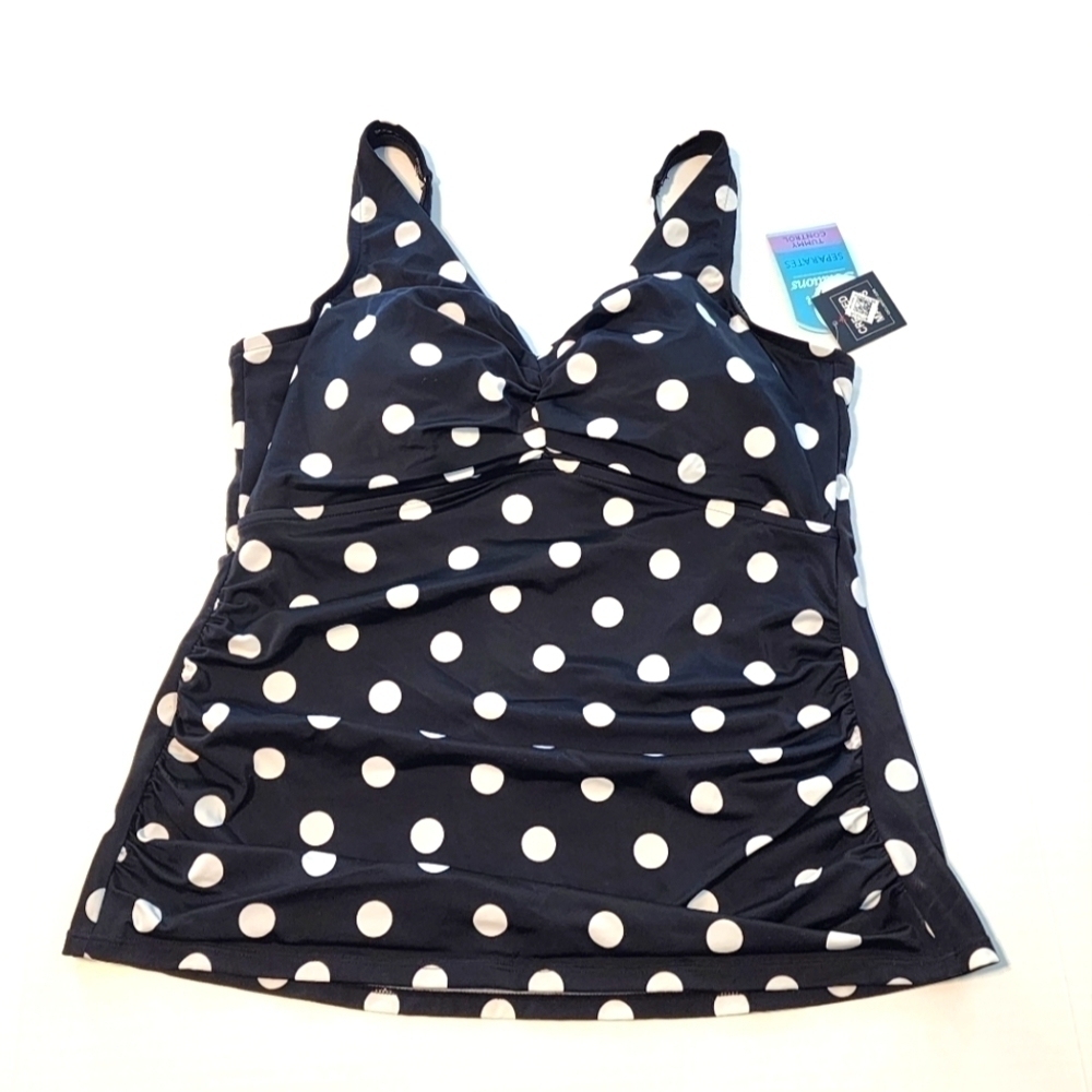 Swim Solutions size 16 Polka dot Tankini swim top plus size flattering